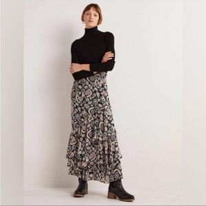 Boden Multi Ruffle Maxi Skirt Tiered Floral Carnation Garden Cottagecore paisley